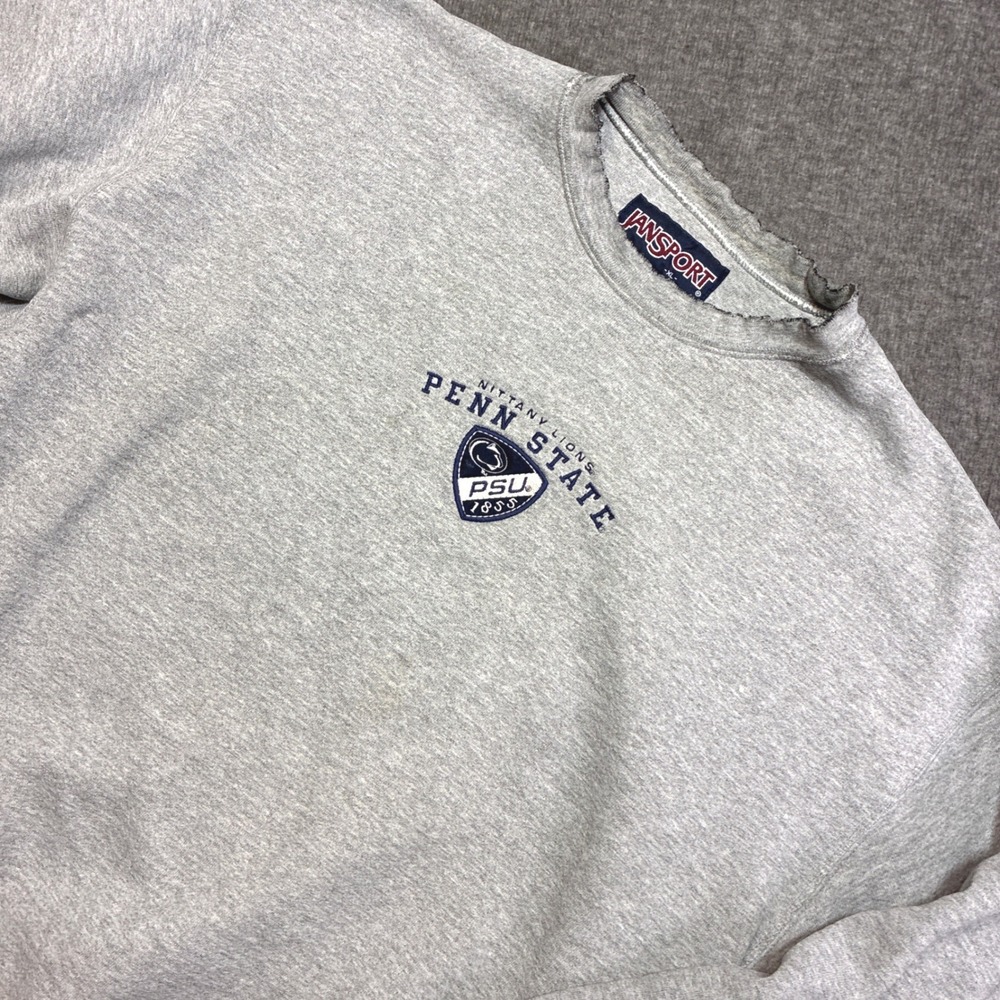 Vintage Jansport Penn State Sweatshirt Mens XL Gray Distressed Embroidered